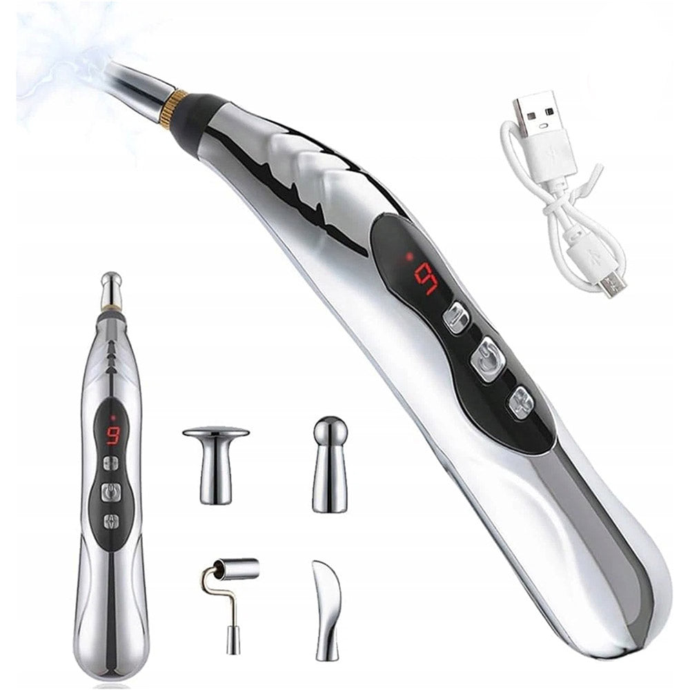 SPOT MASSAGER ACUPUNCTURE PEN 5 INTERCHANGEABLE HEADS New