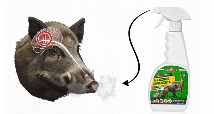 SPRAY FOR WILD BOARS, MARTENS, ROE DEER, BEAVERS, HARES. DISCOURAGING LIQUID STRONG 500ML Packaging status original