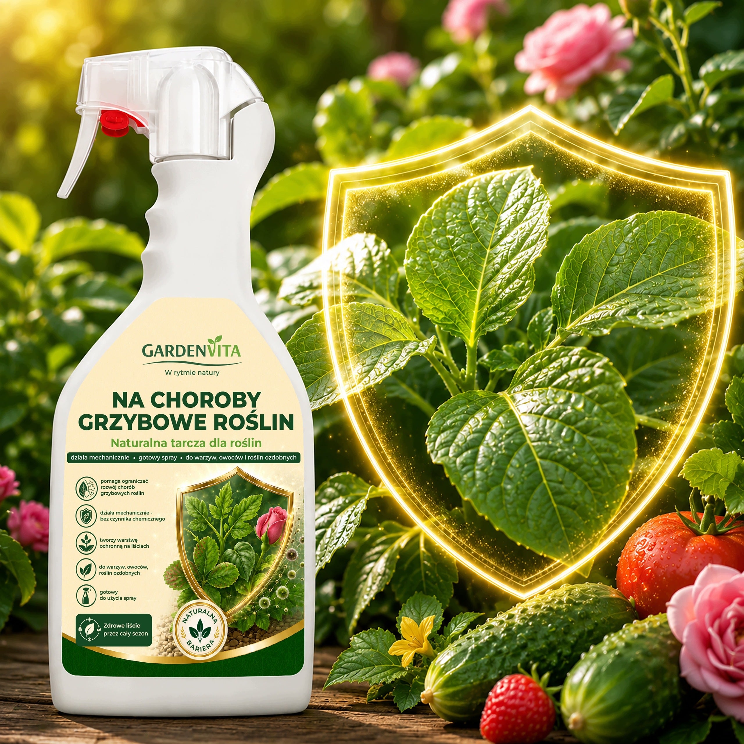 SPRAY PREPARATION FOR POWDERY MILDEW REAL AGENT FOR ROSES CUCUMBERS TOMATOES Manufacturer code Na Choroby Grzybowe Roślin GARDENVITA 750ml
