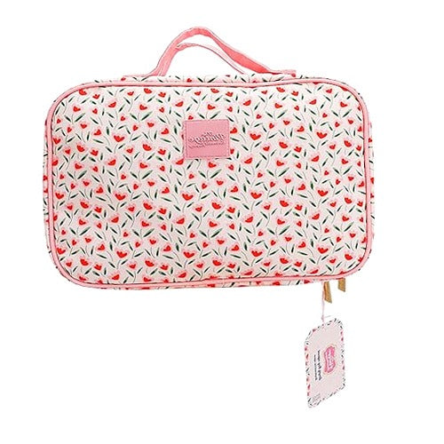 SQUARE COSMETIC BAG VINTAGE TULIP MAKEUP ORGANIZER FOR HOME