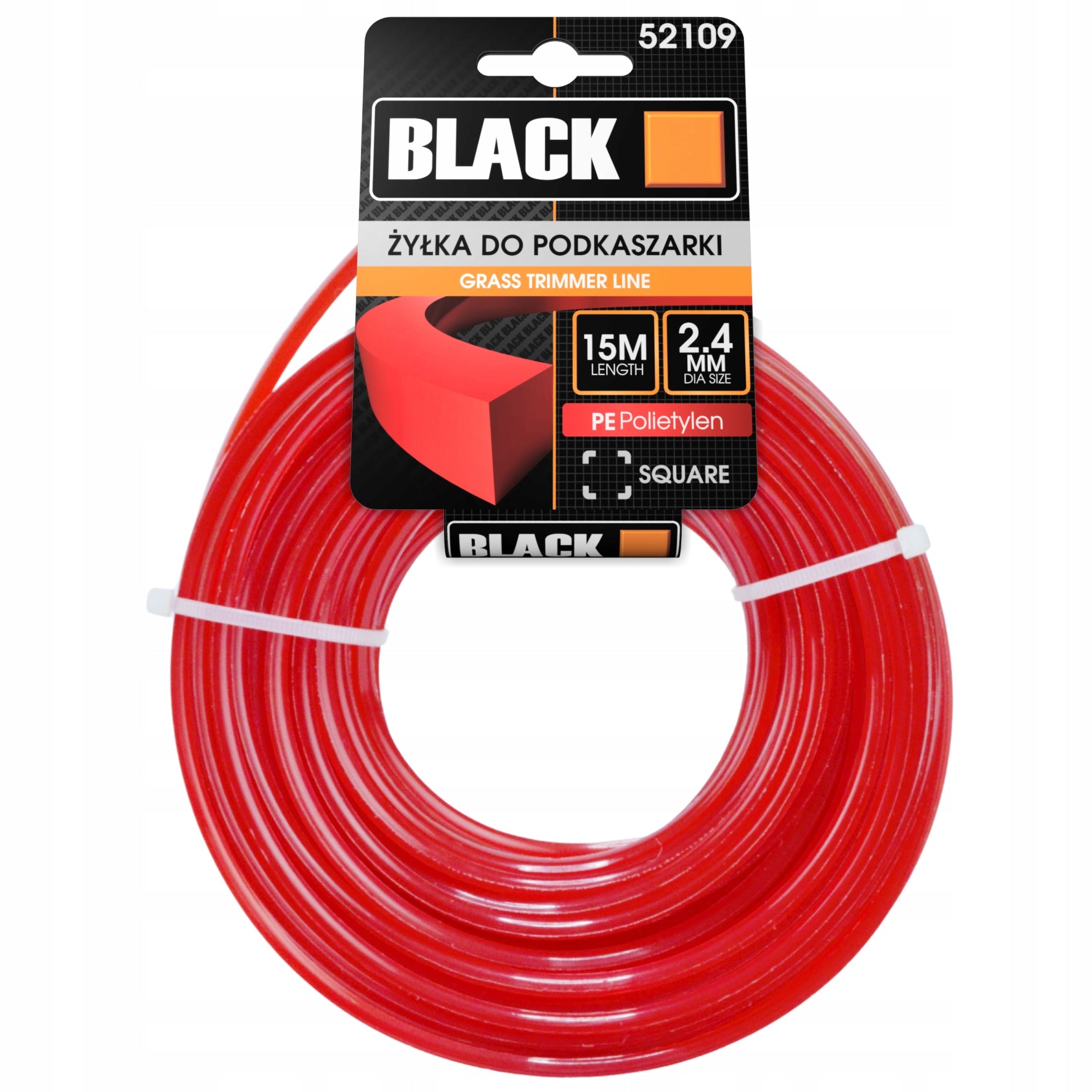 SQUARE MOWER TRIMMER FISHING LINE 2,4MM x 15M STRONG BLACK Brand Black