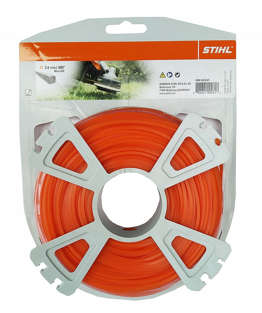 SQUARE ORANGE DURABLE FISHING LINE STIHL for scythes 2.4 mm spool 83m Manufacturer code 00009302641