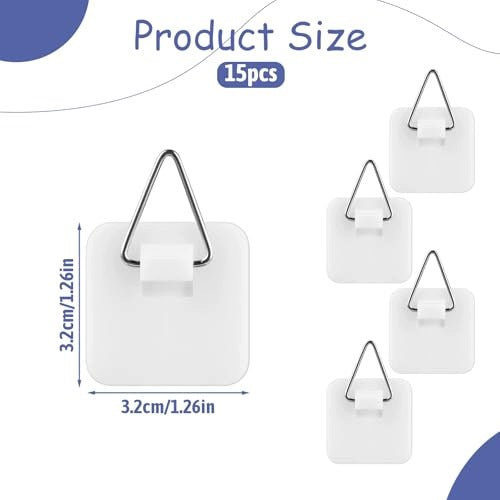SQUARE SELF ADHESIVE HOOKS FOR PICTURE FRAMES 15 PCS STEEL Manufacturer code SWC5908151412190