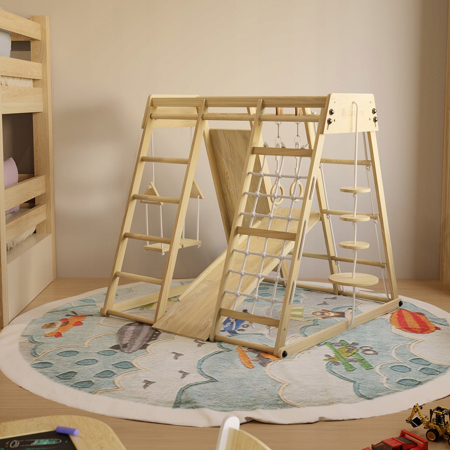 SQUARE TOYS FOR CHILDREN HOME CHILDREN'S WOODEN + SWING WALL Packaging status original