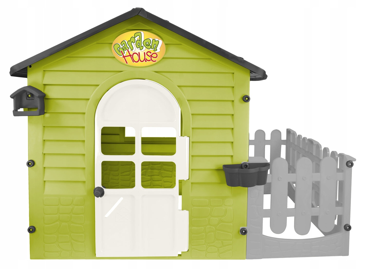 SQUARE TOYS Garden House WITH FENCE SLIDE TABLE SET 3in1 Polish Brand Mochtoys