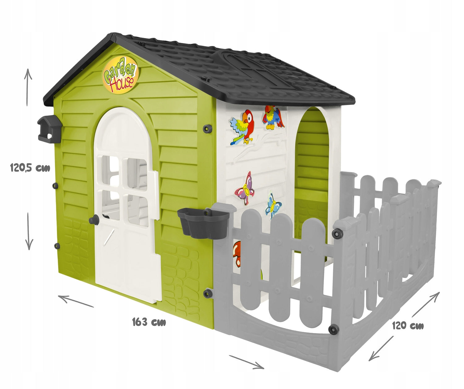 SQUARE TOYS Garden House WITH FENCE SLIDE TABLE SET 3in1 Polish Kind plastic