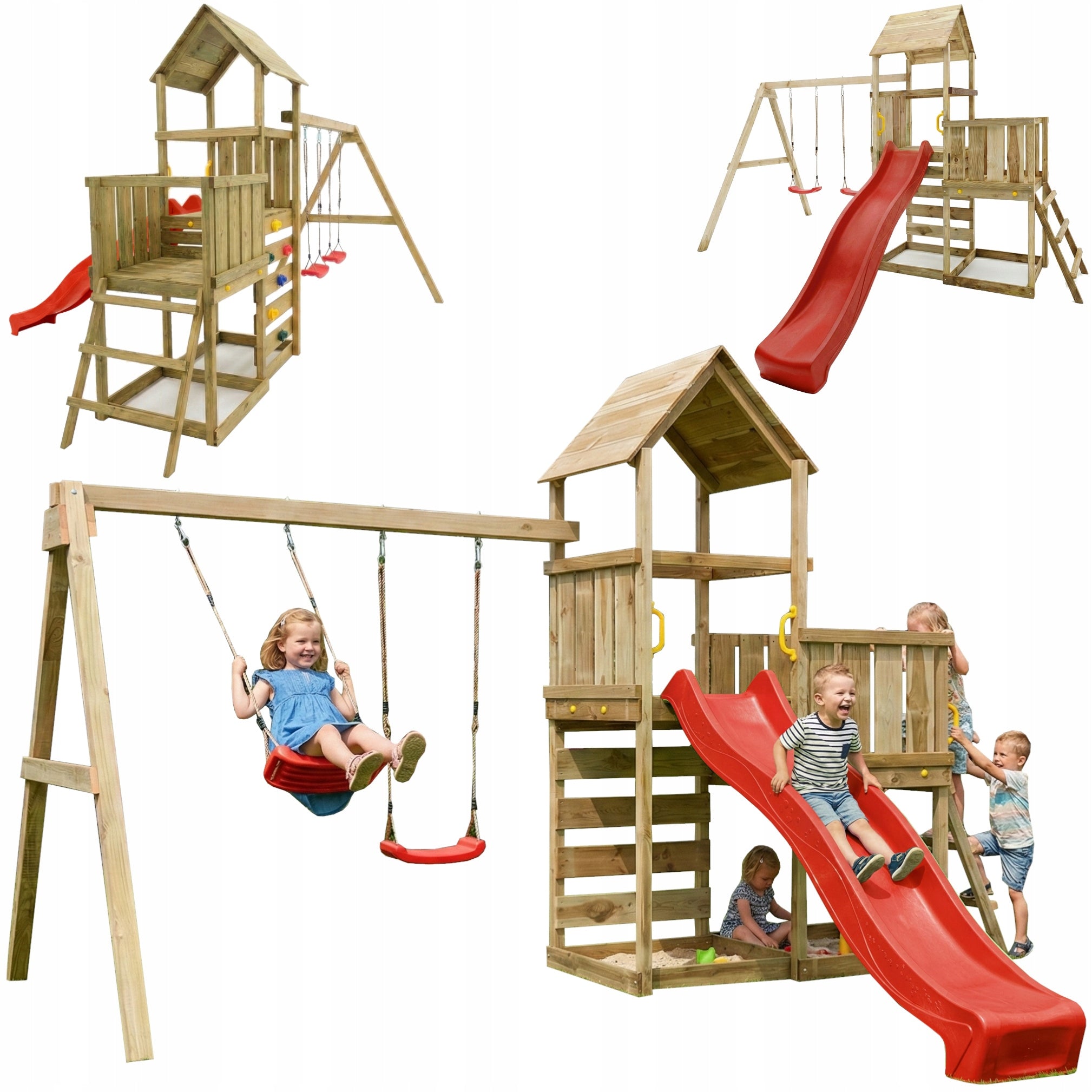 SQUARE TOYS HOUSE wooden SLIDE SWINGS Sandbox WALL FUNGOO