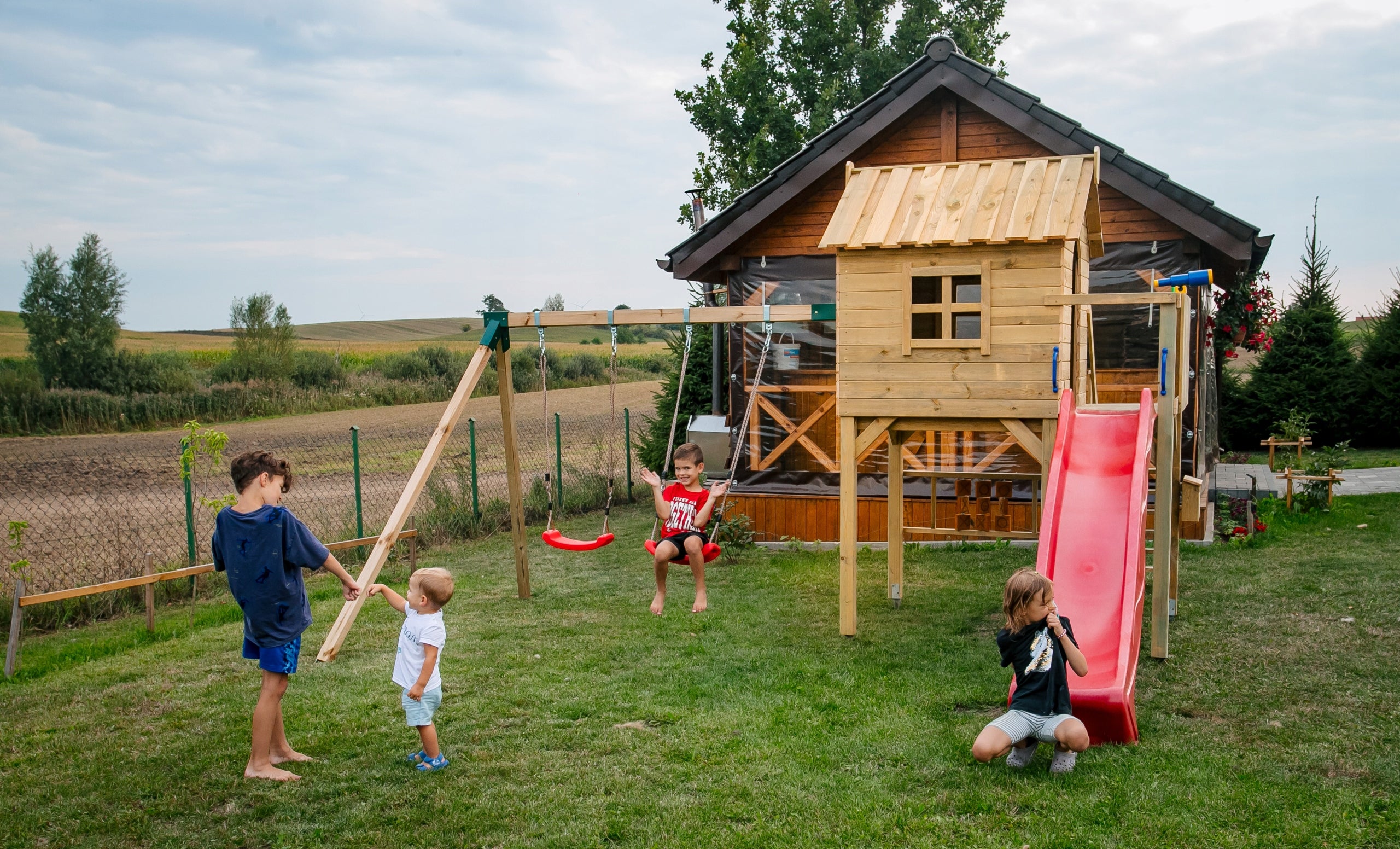 SQUARE TOYS Slide Cottage for children 2x Swing MANUFACTURER!!! + Freebies Brand MEBLOGRÓD