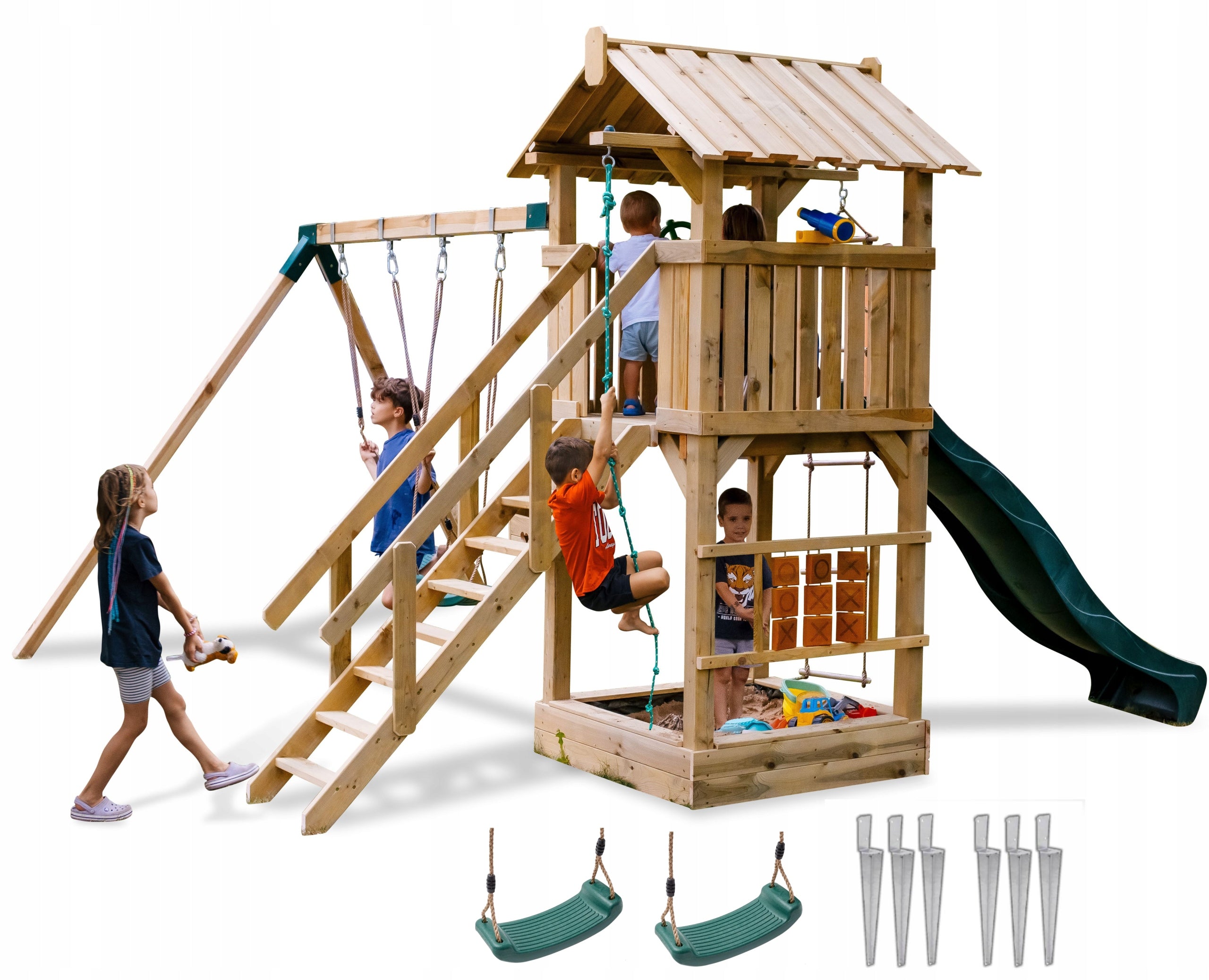 SQUARE TOYS Slide Cottage for children 2x Swing Sandbox CE +Freebies