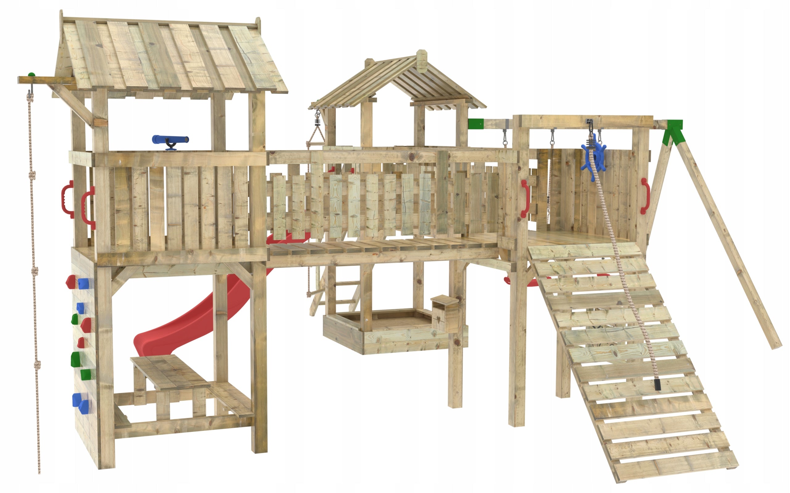 SQUARE TOYS XXL Slide Tower Sandbox for children 2x Swing +FREEBIE Included 2 single swings house ladder bench ropes sandbox slide
