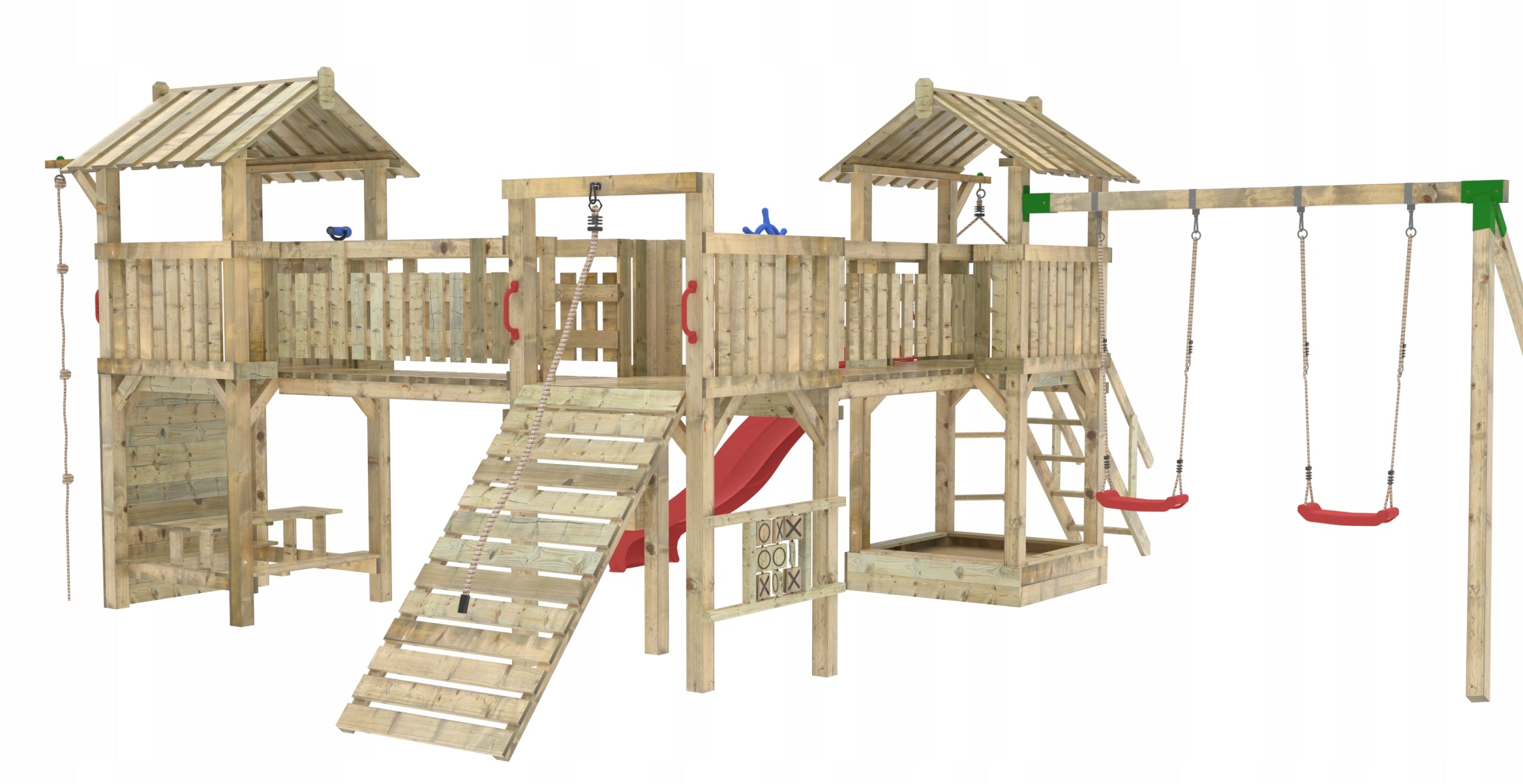 SQUARE TOYS XXL Slide Tower Sandbox for children 2x Swing +FREEBIE Kid's age 3+ years