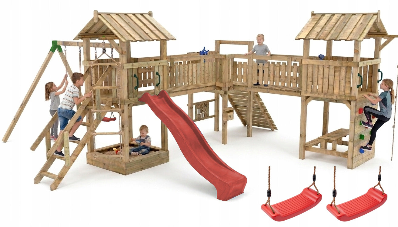 SQUARE TOYS XXL Slide Tower Sandbox for children 2x Swing +FREEBIE