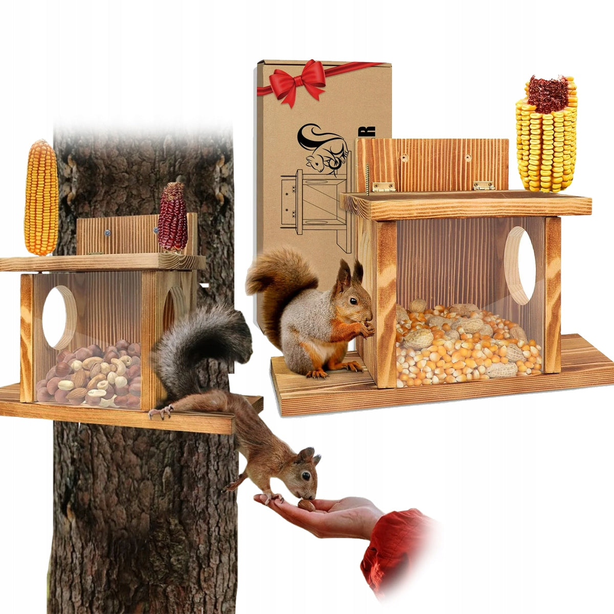 SQUIRREL FEEDER - COTTAGE, NESTING BOX WITH OPENING ROUND 35X24CM
