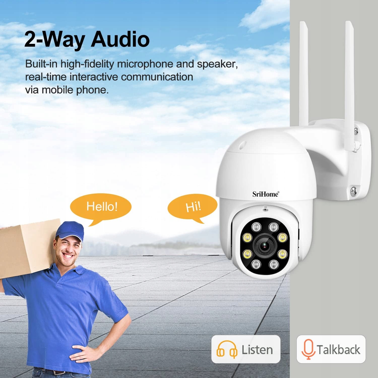 SRISHOME Outdoor Camera 1080P WiFi PTZ IP66 Night Two Way Audio Brand no brand