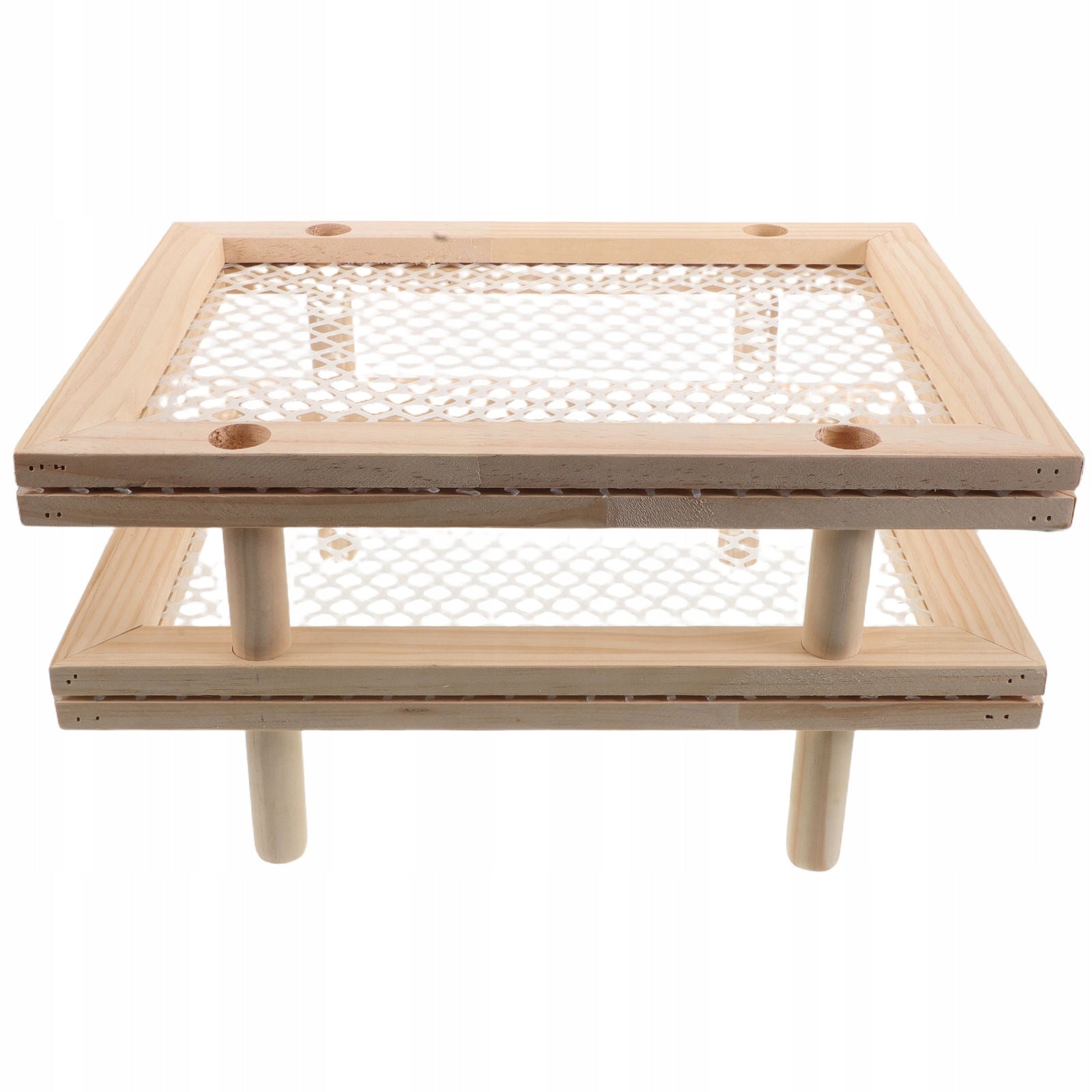STACKABLE WOODEN HERB DRYING RACK WITH MESH FOR KITCHEN AND BALCONY