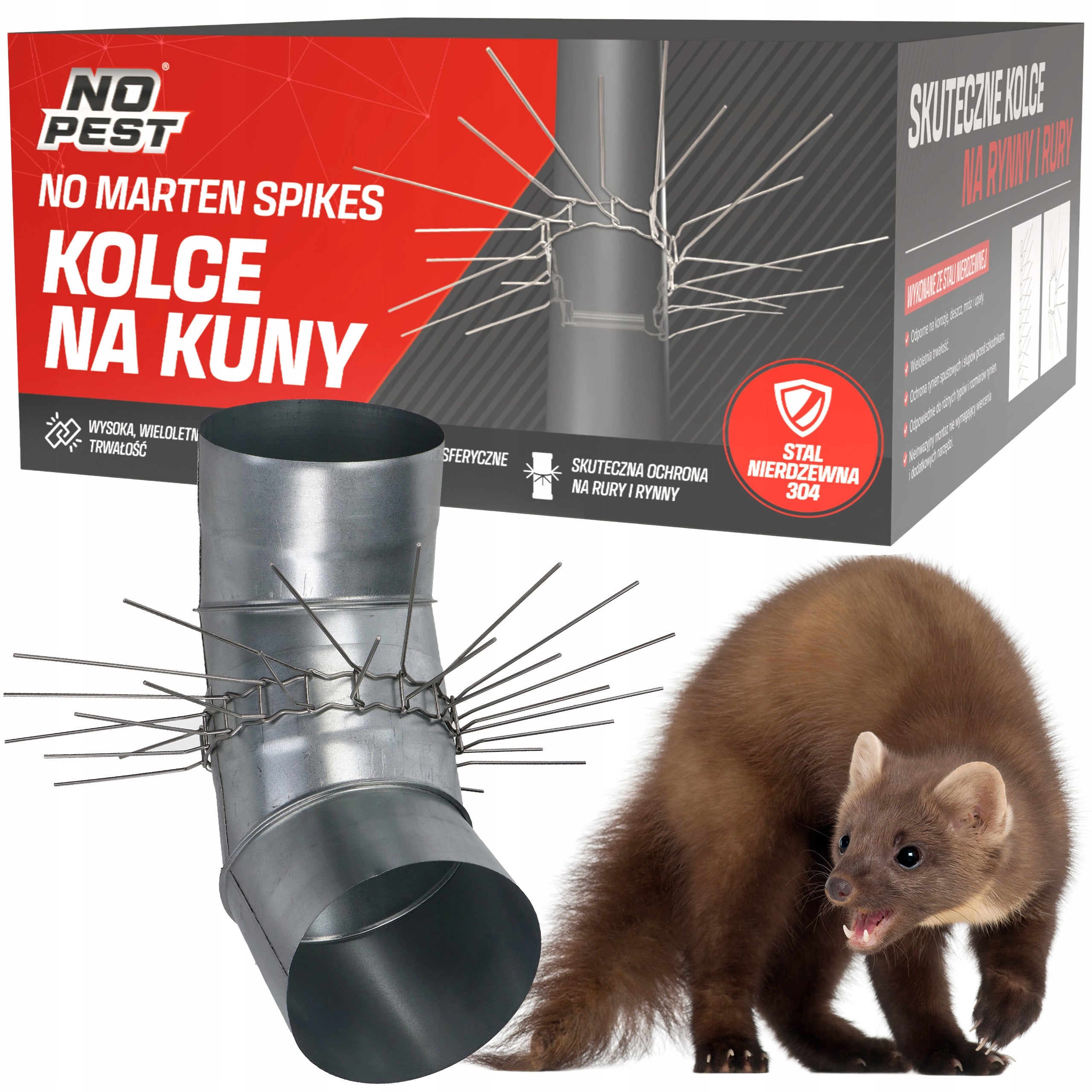 STAINLESS SPIKES FOR MARTEN CATS AGAINST MARTEN CATS FOR GUTTERS AND PIPES NO PEST