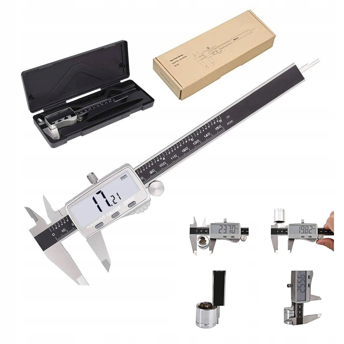 STAINLESS STEEL Electronic Caliper 150mm ACCURACY 0,01mm +ETUI