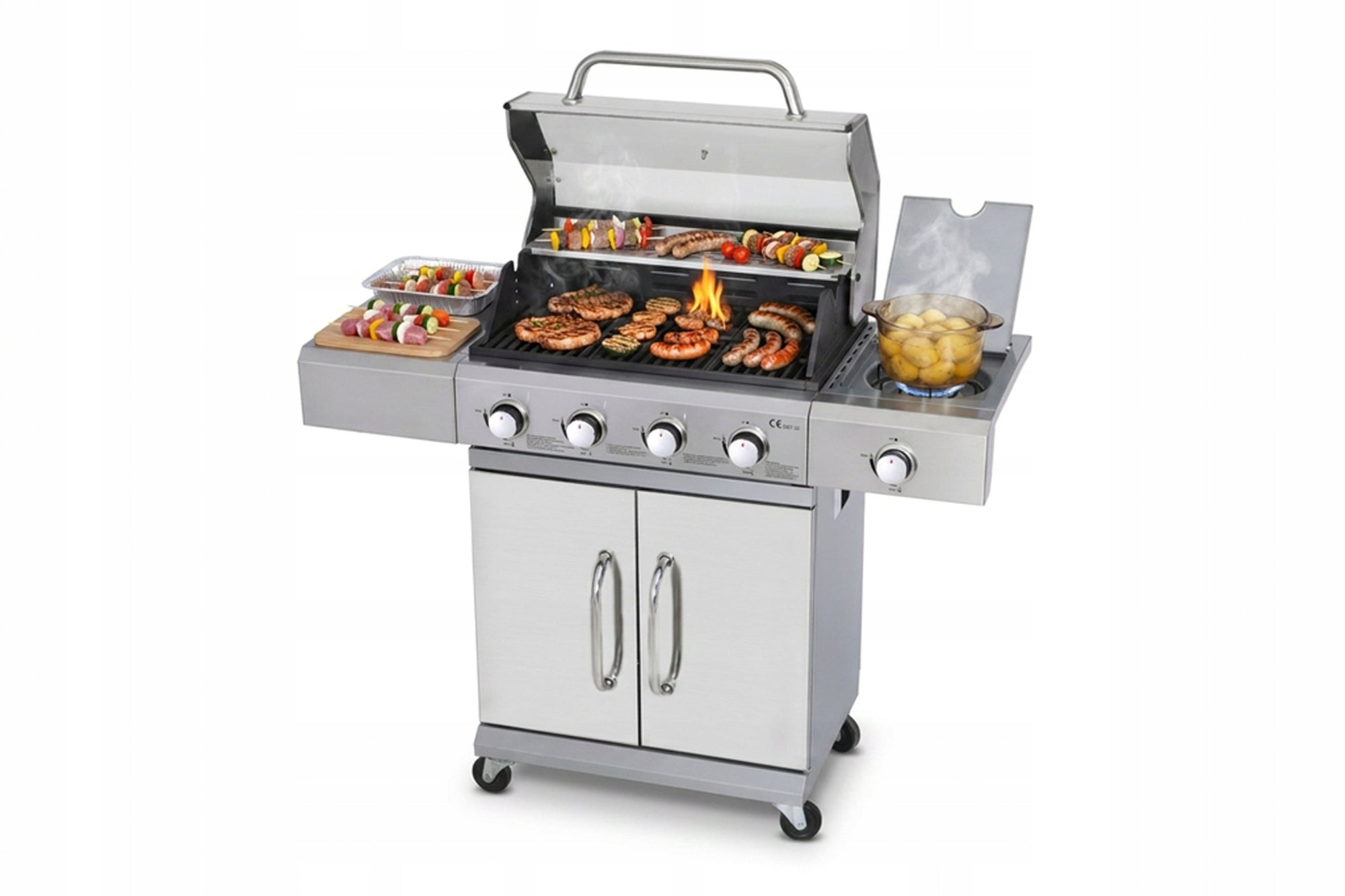 STAINLESS STEEL GARDEN GAS GRILL 13,7 kW CAST IRON GRATE Manufacturer code LG02-01-PL