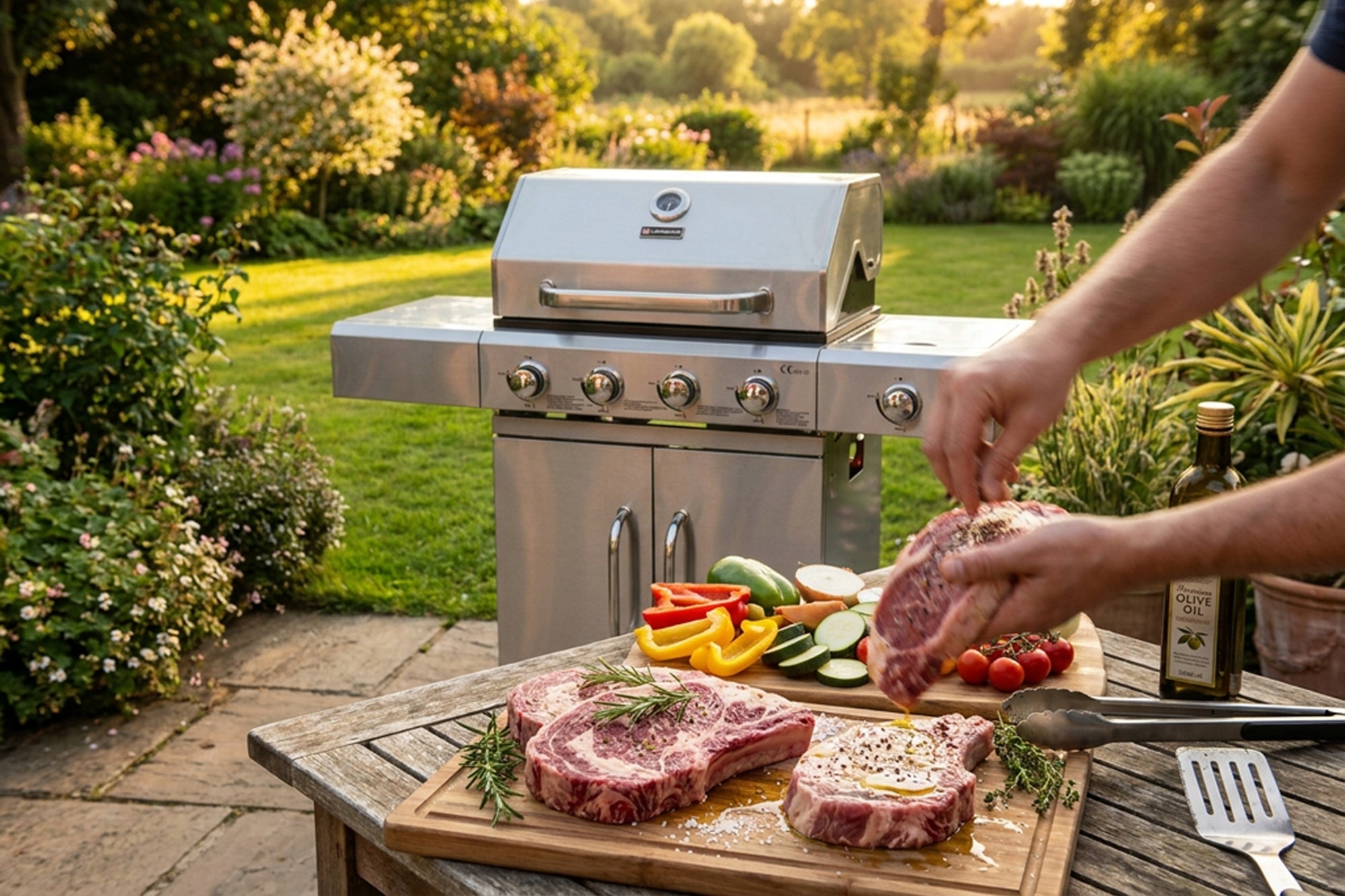 STAINLESS STEEL GARDEN GAS GRILL 13,7 kW CAST IRON GRATE Power 13.7 kW