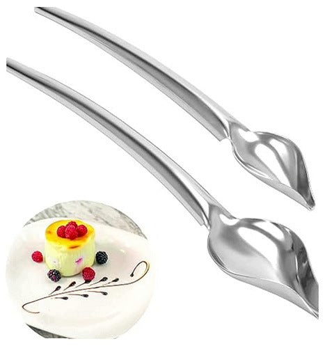 STAINLESS STEEL SAUCE DECORATIVE SPOON SET OF 2