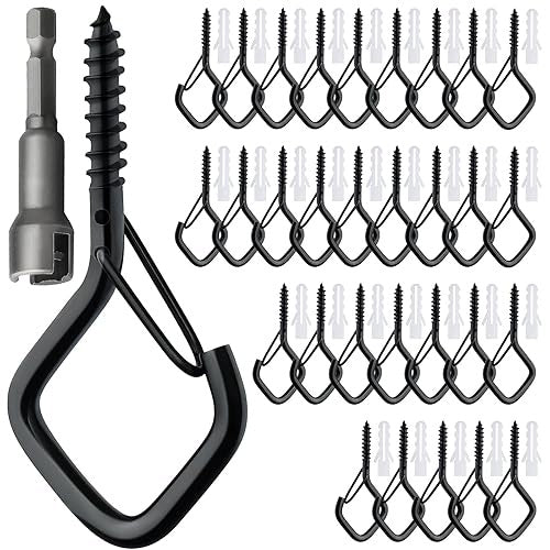 STAINLESS STEEL SCREW WALL HOOKS BLACK WITH BUCKLE 30 PCS