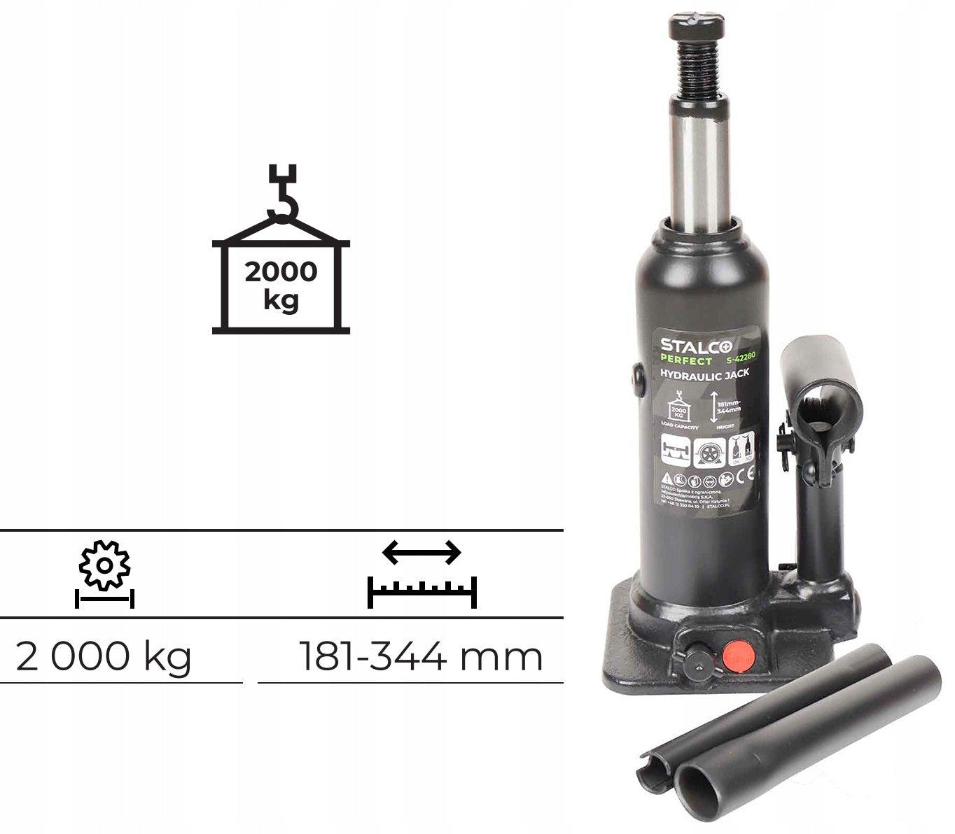 STALCO PERFECT Hydraulic post lifter 2 tons 181-344 mm Manufacturer code S-42280