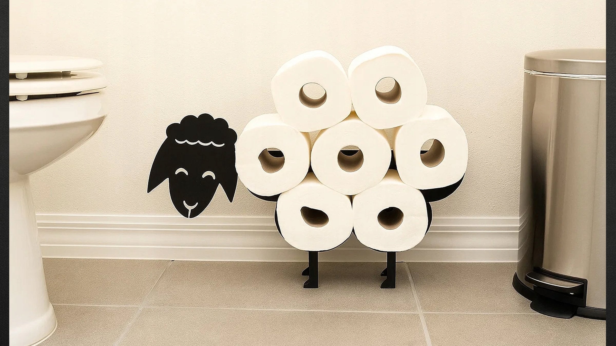 STAND HOLDER STAND RAM SHEEP TOILET PAPER HANGER FOR BATHROOM TOILET Packaging status original