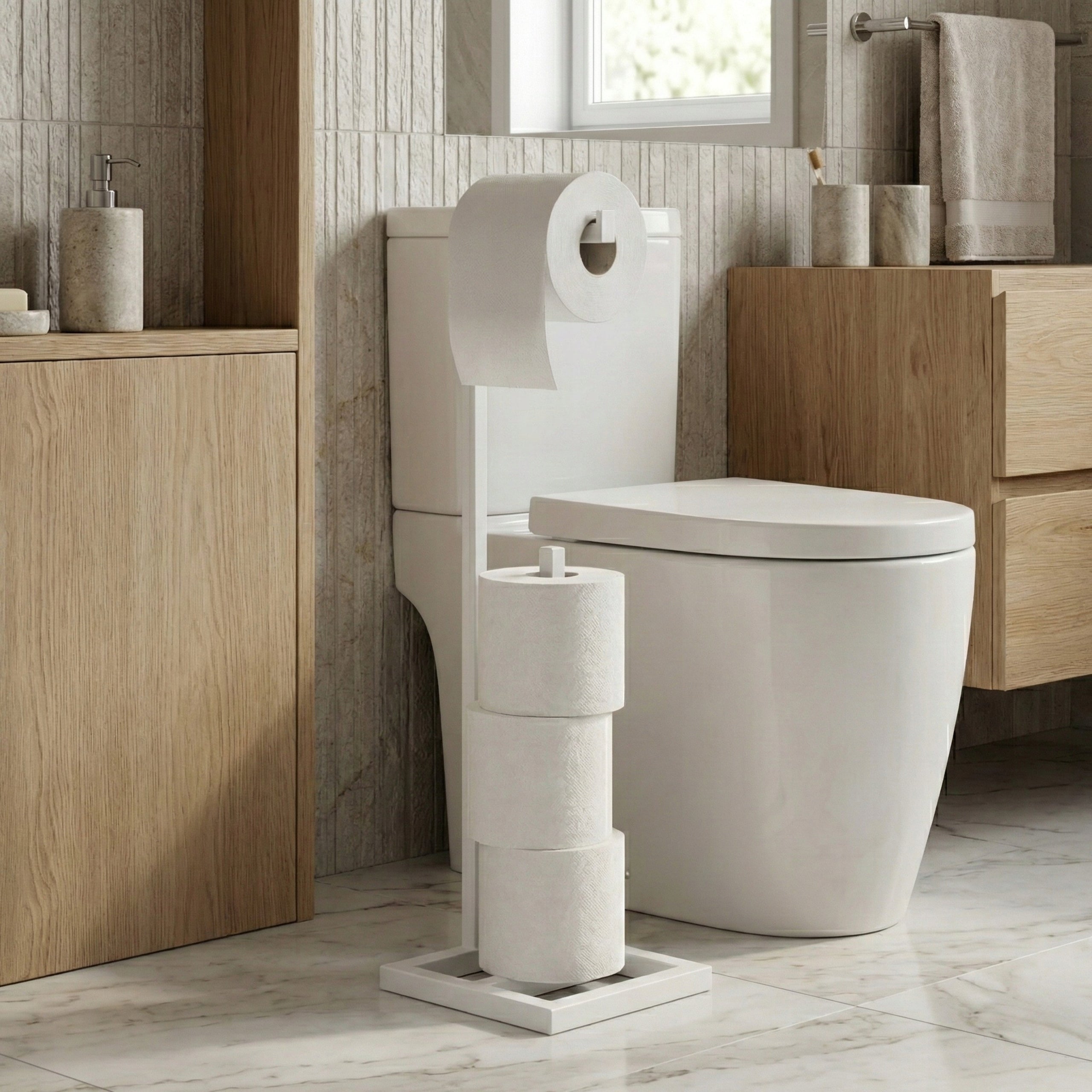 STAND STRONG LOFT METAL TOILET PAPER HOLDER WHITE POLISH PRODUCT Brand Framado