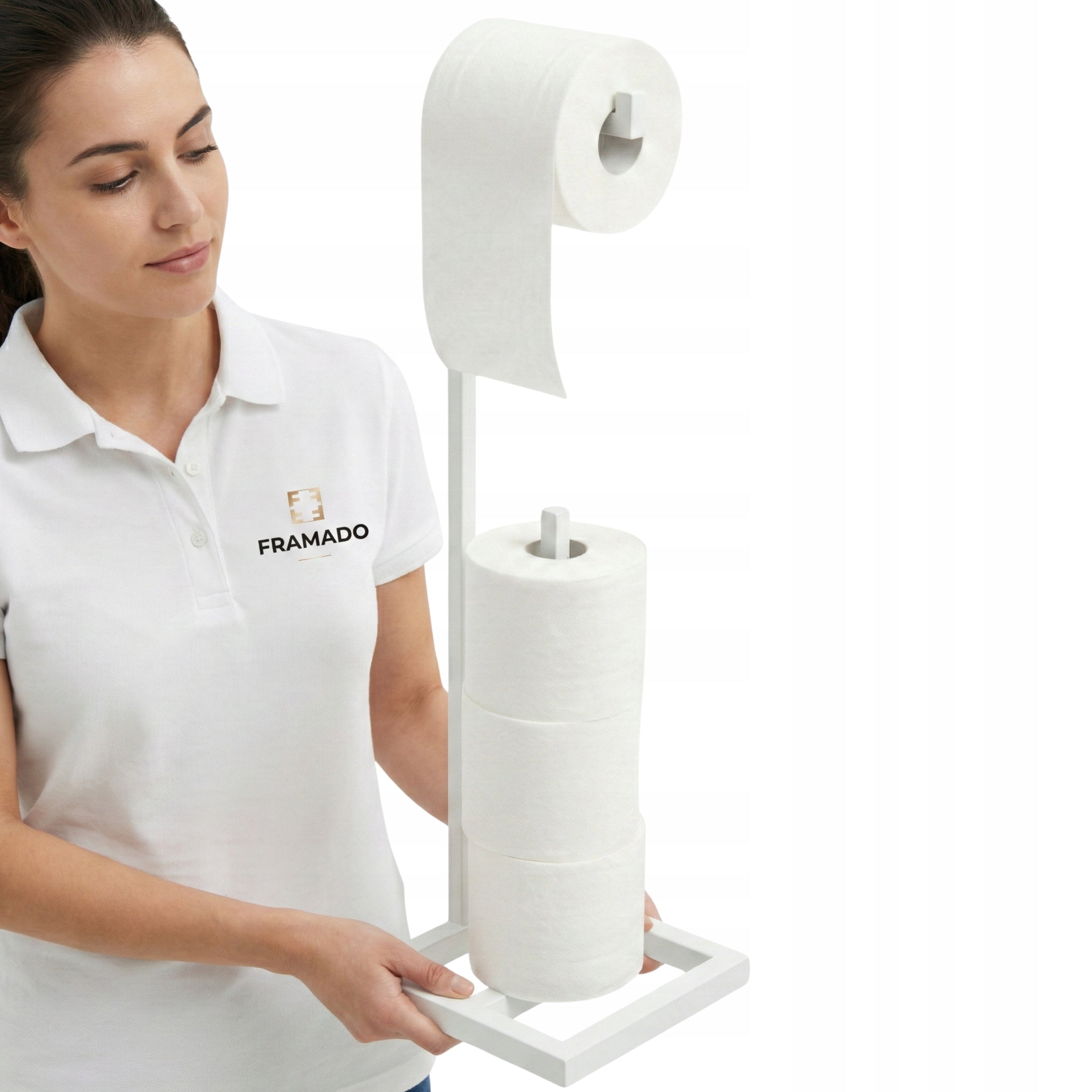 STAND STRONG LOFT METAL TOILET PAPER HOLDER WHITE POLISH PRODUCT