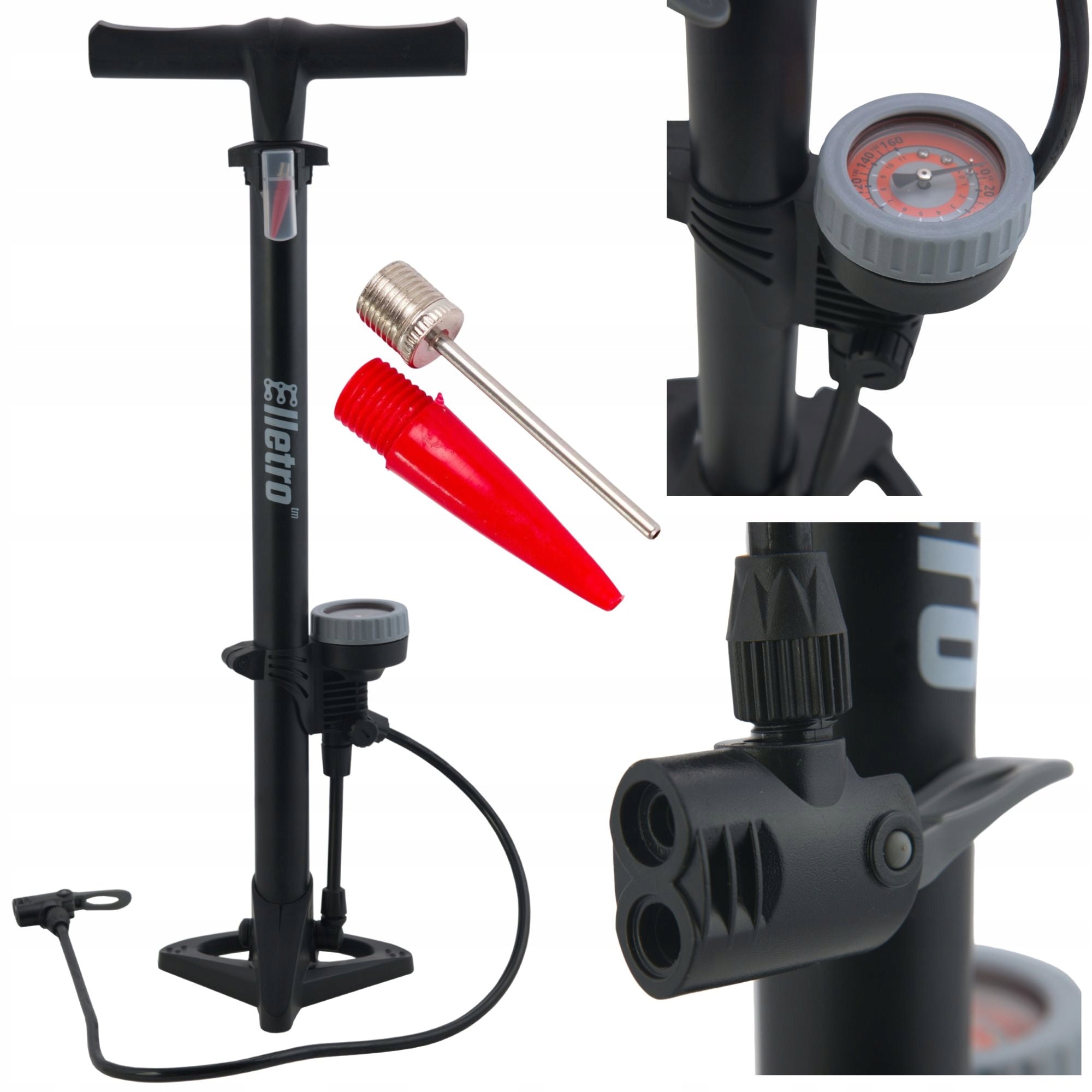 STANDING BICYCLE PUMP WITH PRESSURE GAUGE 11BAR UNIVERSAL DunlopPrestaSchrader Brand Fit4Med