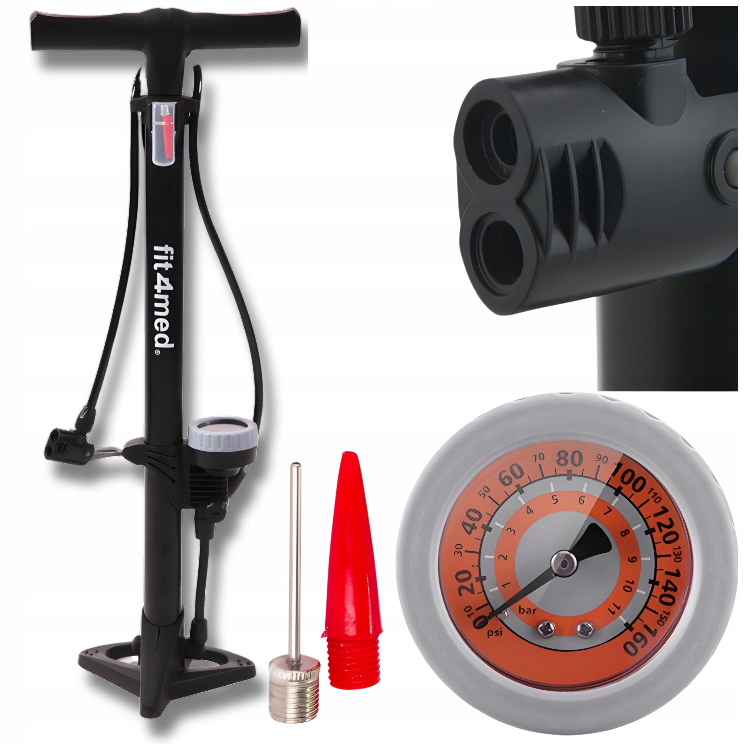 STANDING BICYCLE PUMP WITH PRESSURE GAUGE 11BAR UNIVERSAL DunlopPrestaSchrader