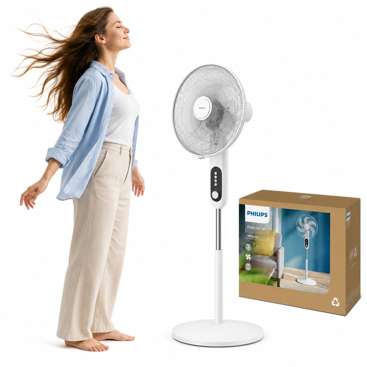 STANDING FAN PHILIPS CX1220/00 45W TIMER 112-131 CM OSCILLATION