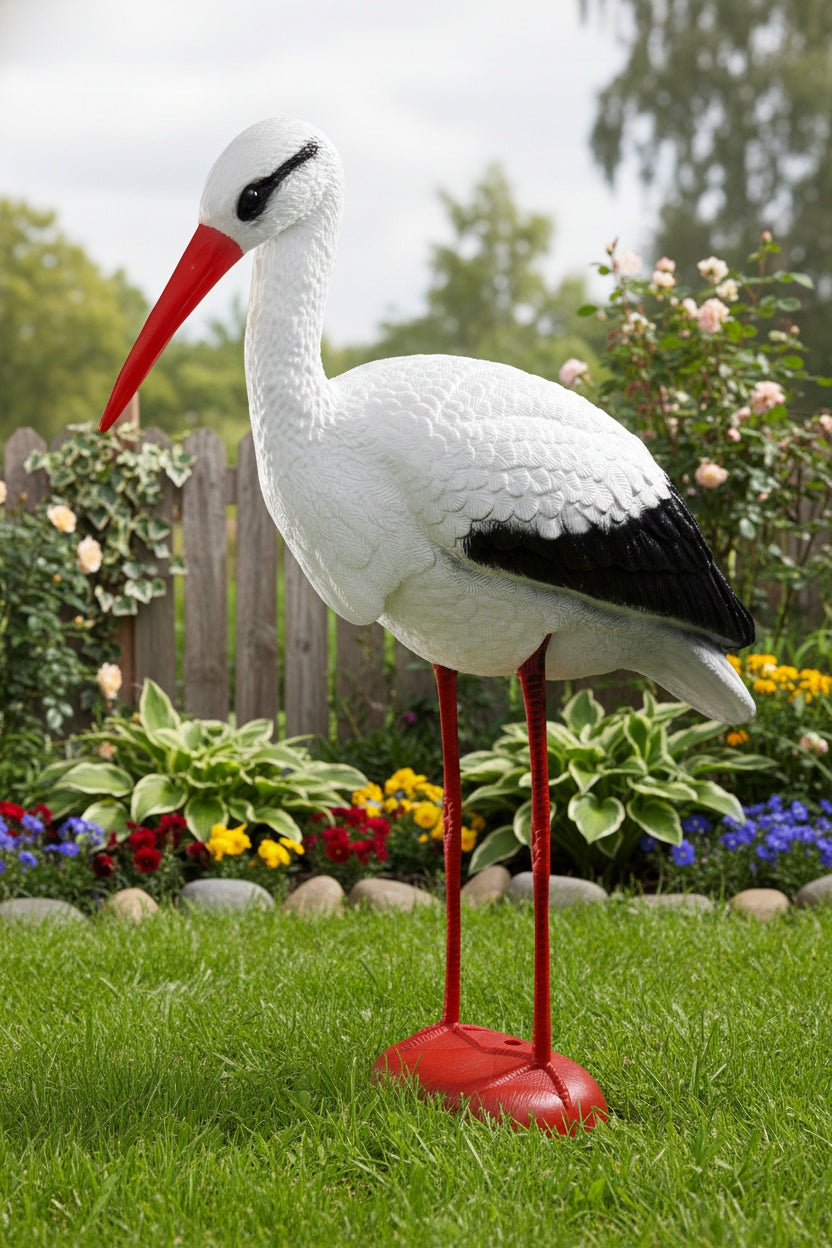 STANDING STORK 78cm XXL LARGE AS LIVE GARDEN FIGURINE DECORATION FOR GARDEN Kind decoration