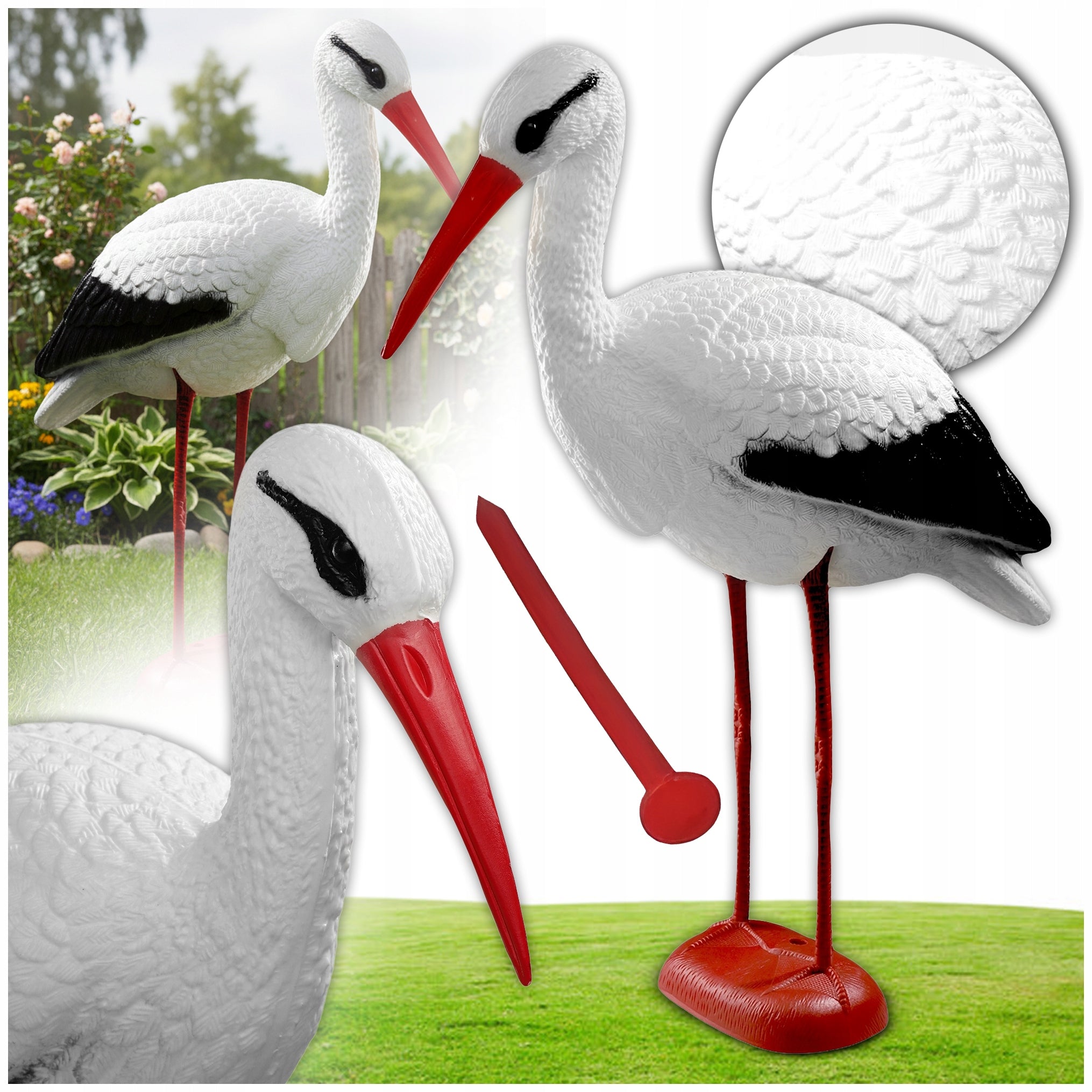 STANDING STORK 78cm XXL LARGE AS LIVE GARDEN FIGURINE DECORATION FOR GARDEN