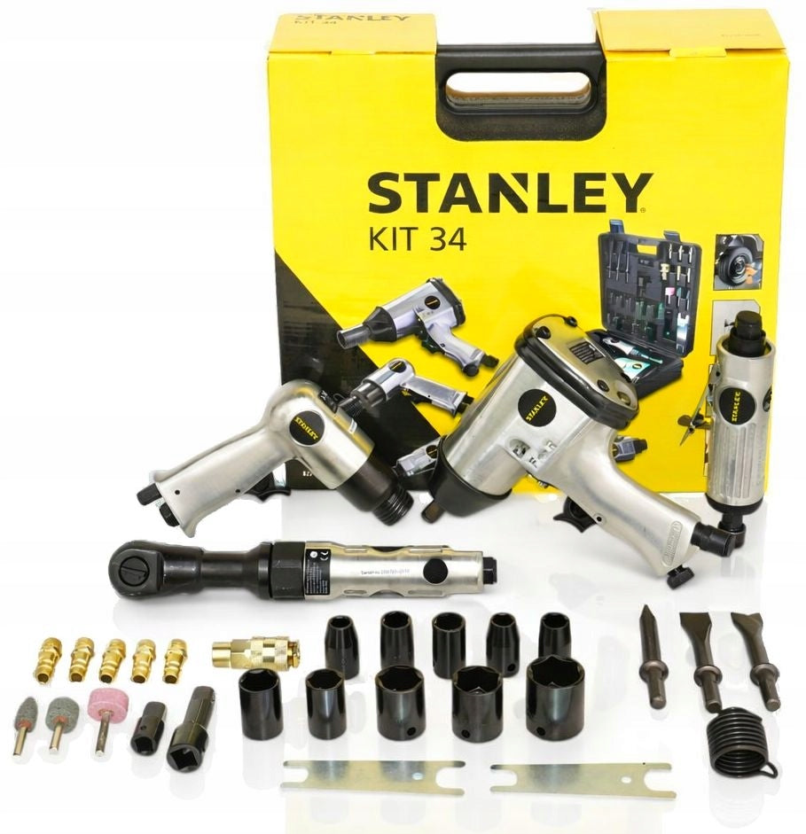 STANLEY PNEUMATIC SET COMPRESSOR WRENCH CAP hammer grinder 34el. Brand Stanley