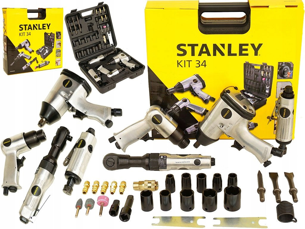 STANLEY PNEUMATIC SET COMPRESSOR WRENCH CAP hammer grinder 34el.