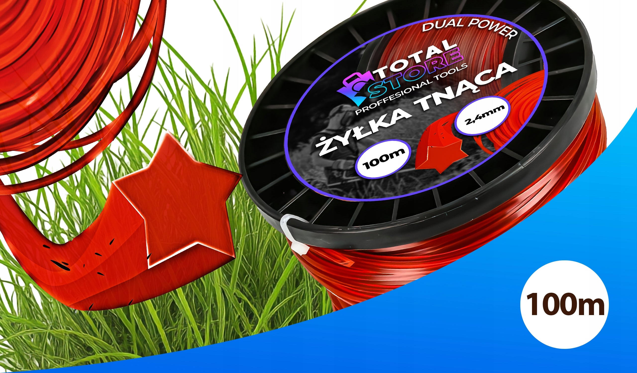 STAR CUTTING LINE FOR SCYTHE TRIMMER HEADS GRASS SCYTHES STRONG 2,4mm 100m EAN (GTIN) 5901042441545