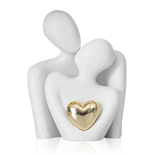STATUETTE CERAMIC COUPLE WITH GOLD HEART FOR WEDDING ANNIVERSARY GIFT Brand no brand