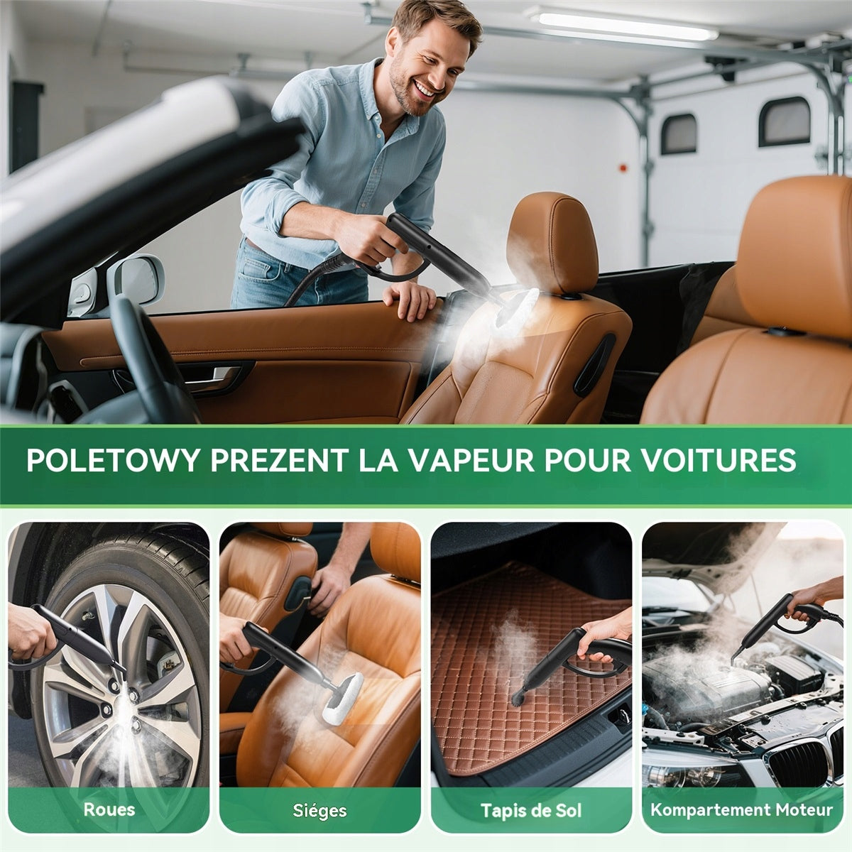 STEAM CLEANER 2000W 4BAR 2L 40MIN SET OF NOZZLES FOR CAR SOFA FLOORS Capacity 2 l