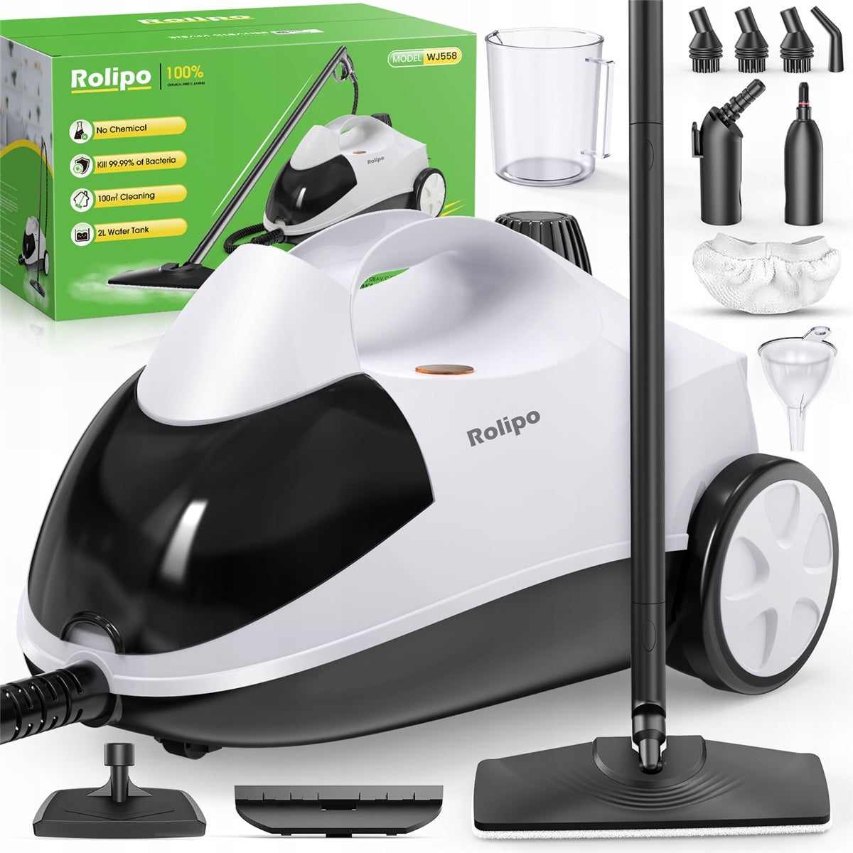 STEAM CLEANER 2000W 4BAR 2L 40MIN SET OF NOZZLES FOR CAR SOFA FLOORS
