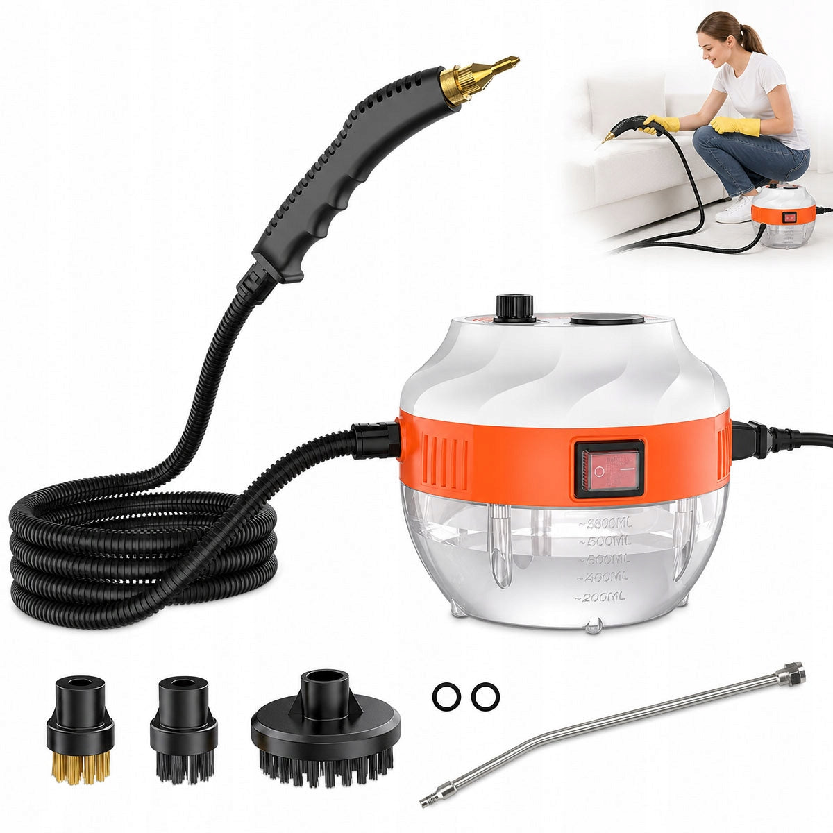 STEAM CLEANER 3800W HAND WASHER STEAM CLEANER KIT WITH ACCESSORIES Dominant color white