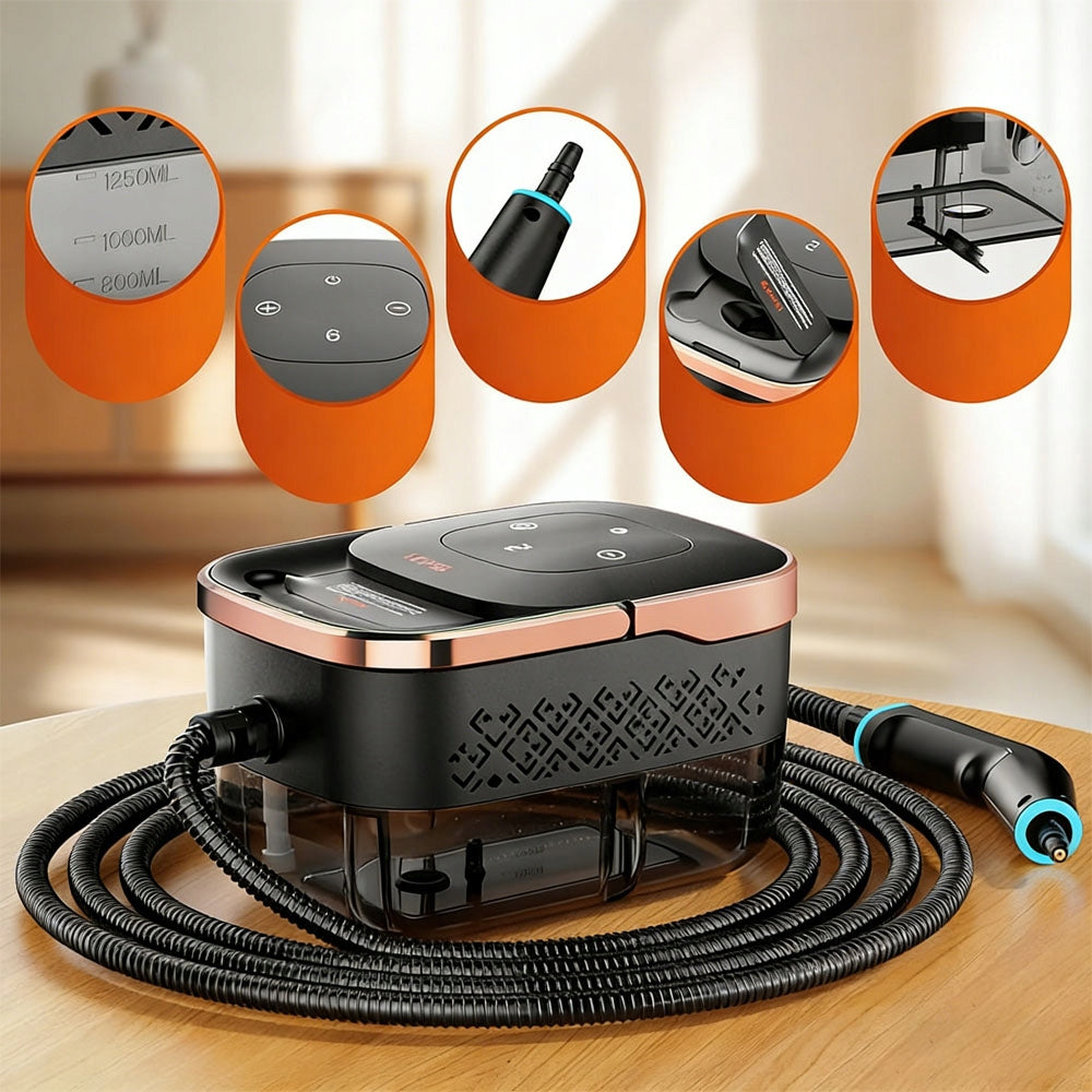 STEAM CLEANER HAND STEAMER PRESSURE WINDOW CLEANER ACCESSORIES 2500W Dominant color black