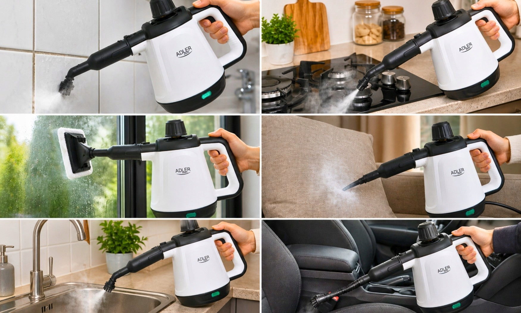 STEAM CLEANER MOP HAND STEAMER FOR CAR WINDOWS GROUT UPHOLSTERY 2000W Capacity 0.5 l