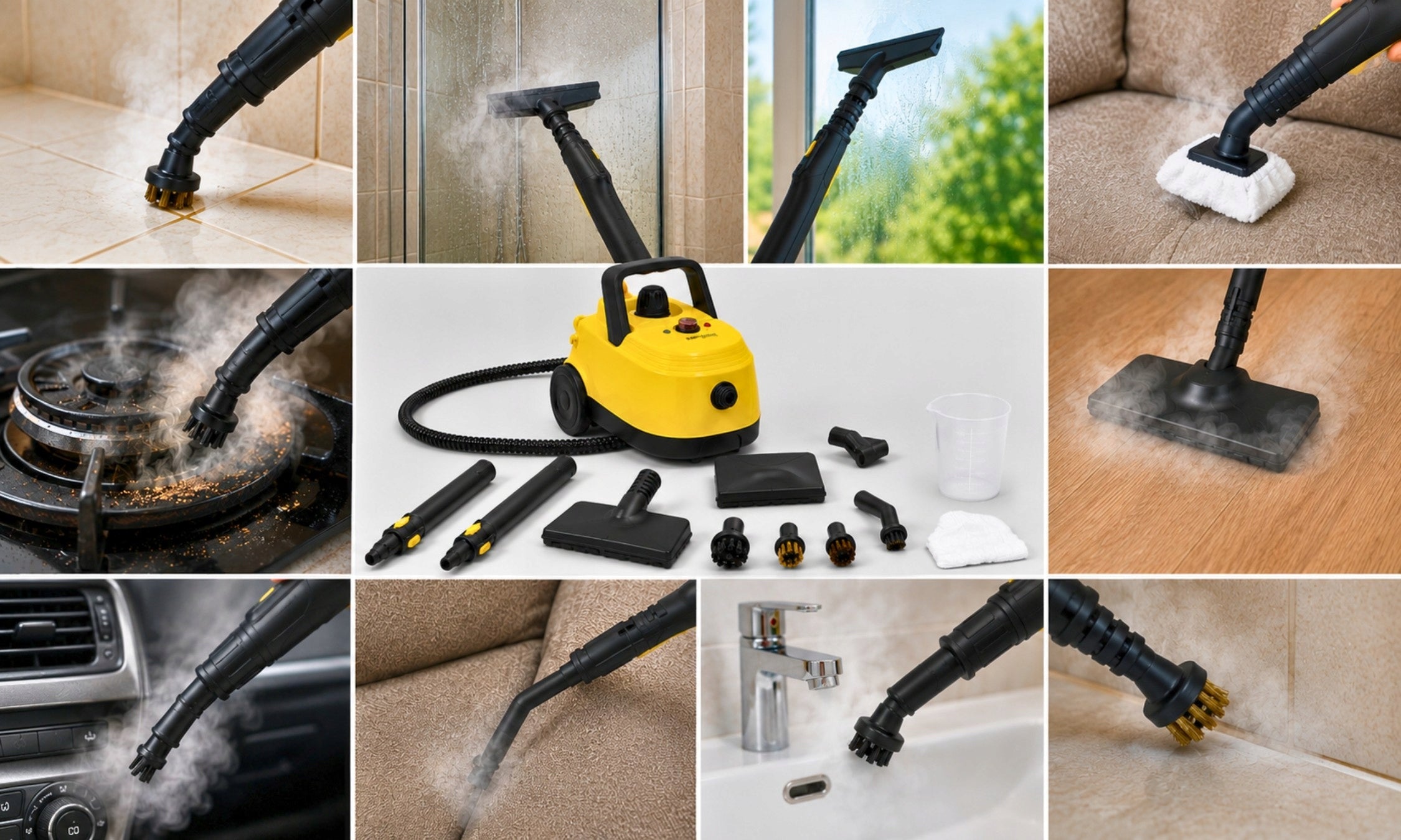STEAM CLEANER MOP HAND STEAMER FOR CAR WINDOWS GROUT UPHOLSTERY 2100W Power 2100 W