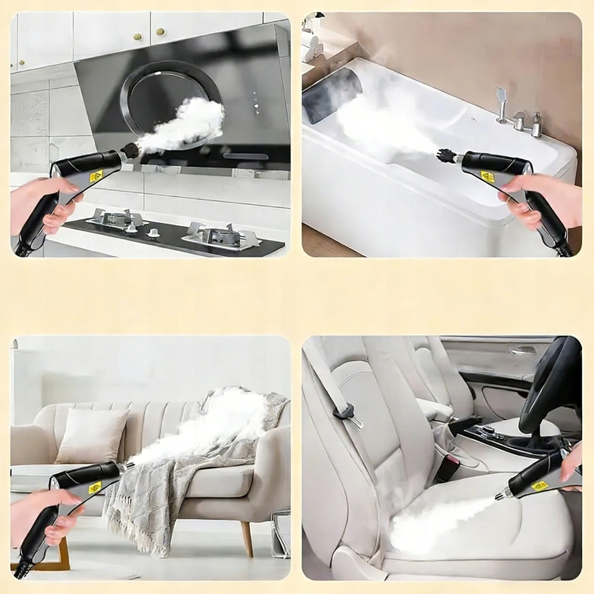 STEAM CLEANER MOP HAND STEAMER FOR CAR WINDOWS GROUT UPHOLSTERY 2500W Dominant color black