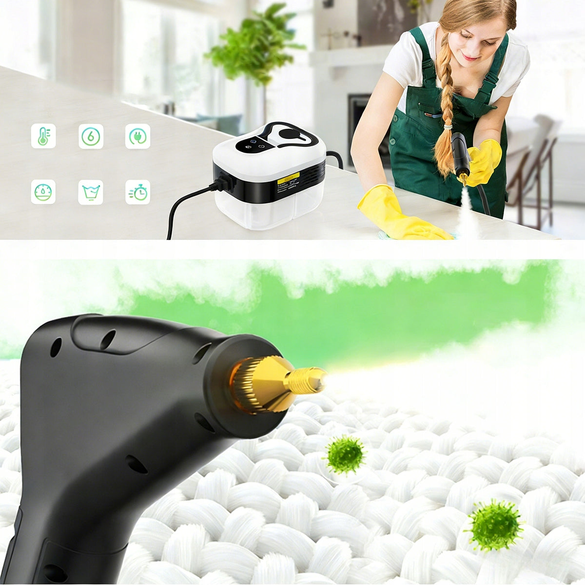 STEAM CLEANER MOP HAND STEAMER FOR CAR WINDOWS GROUT UPHOLSTERY 2500W Model 4048824068536