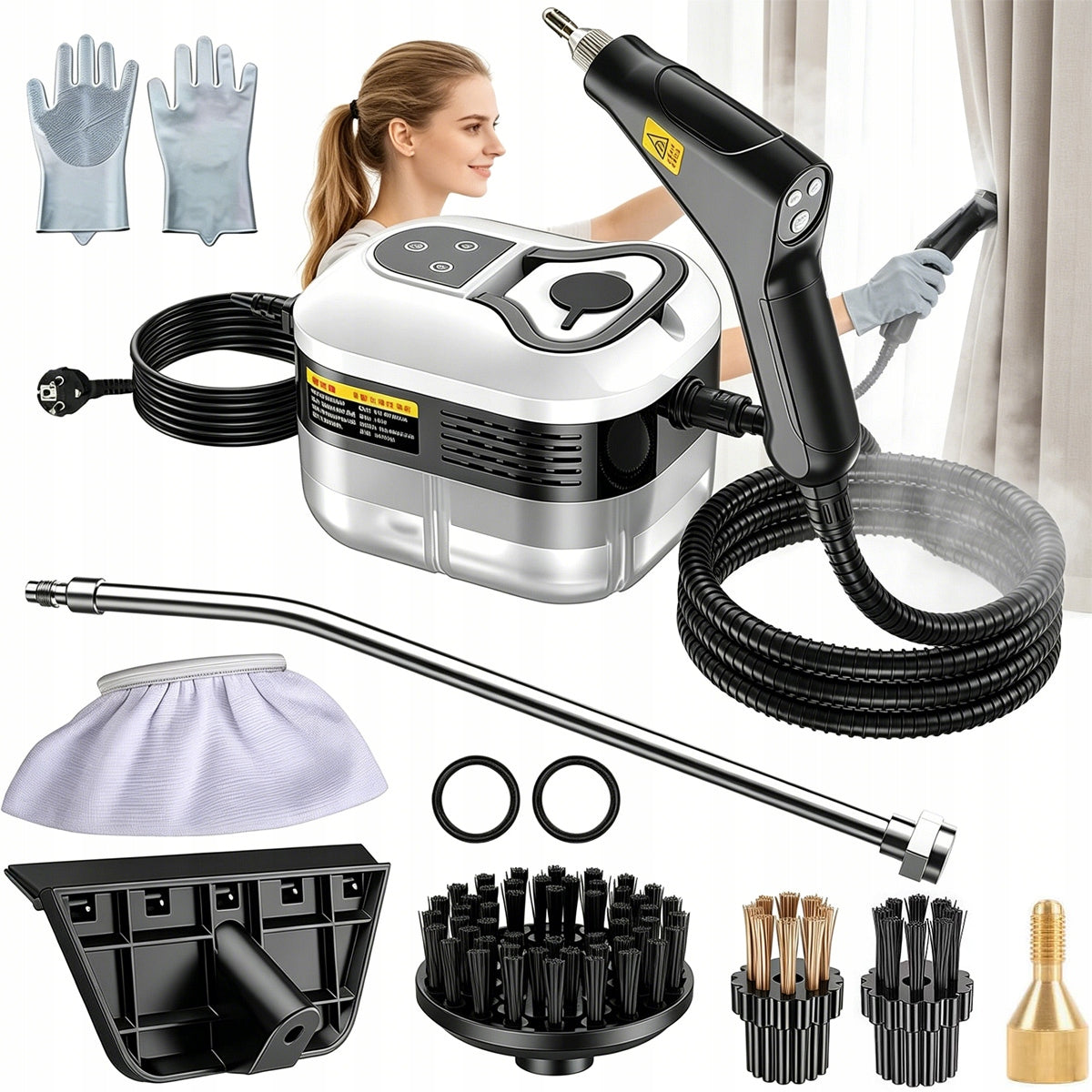 STEAM CLEANER MOP HAND STEAMER FOR CAR WINDOWS GROUT UPHOLSTERY 2500W