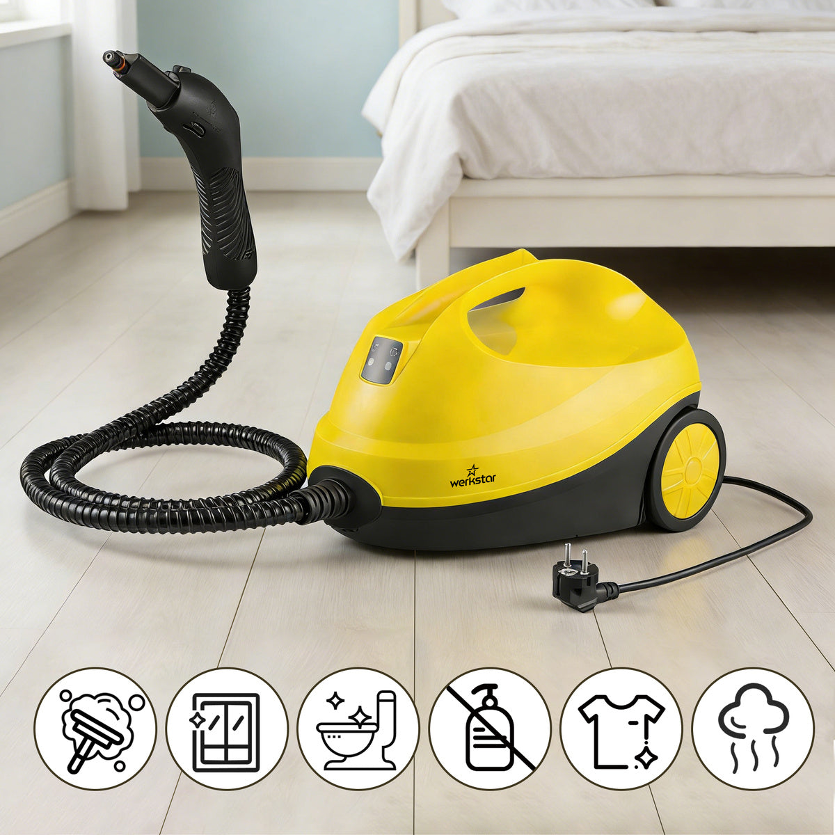 STEAM CLEANER POWERFUL STEAM CLEANER STEAM MOP SET ACCESSORIES 2000W CLEANER 1,5L Brand Werkstar