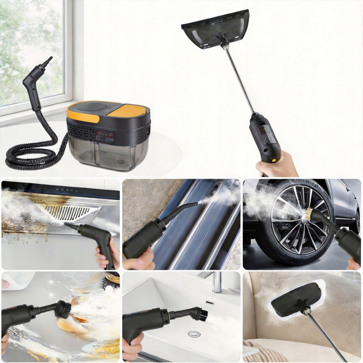 STEAM CLEANER PRESSURE CLEANER FOR GROUT UPHOLSTERY WINDOWS STEAMER BED BUGS Capacity 1.6 l