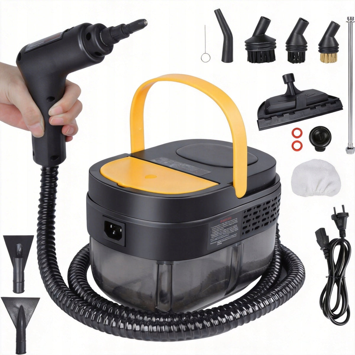 STEAM CLEANER PRESSURE CLEANER FOR GROUT UPHOLSTERY WINDOWS STEAMER BED BUGS Dominant color black